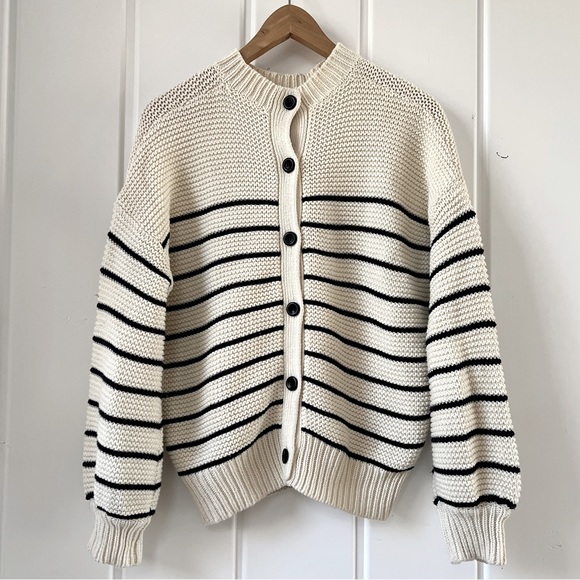 Alex Mill Sweaters - Alex Mill Nico Cardigan in Ecru and Dark Navy
